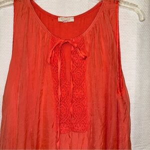 Keysha silk coral Sleeveless Blouse made in Italy spring time pop of color vacay